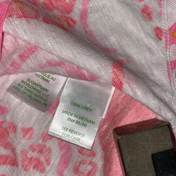 🌴LILLY PULITZER ‘Duval’ Notch Neck Linen Top in Hot Coral Trunk in Love - Picture 11 of 12